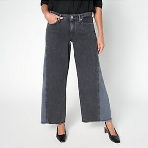 NYDJ Teresa Regular Wide Leg Jeans with contrast Sideseam Gusset Size 12